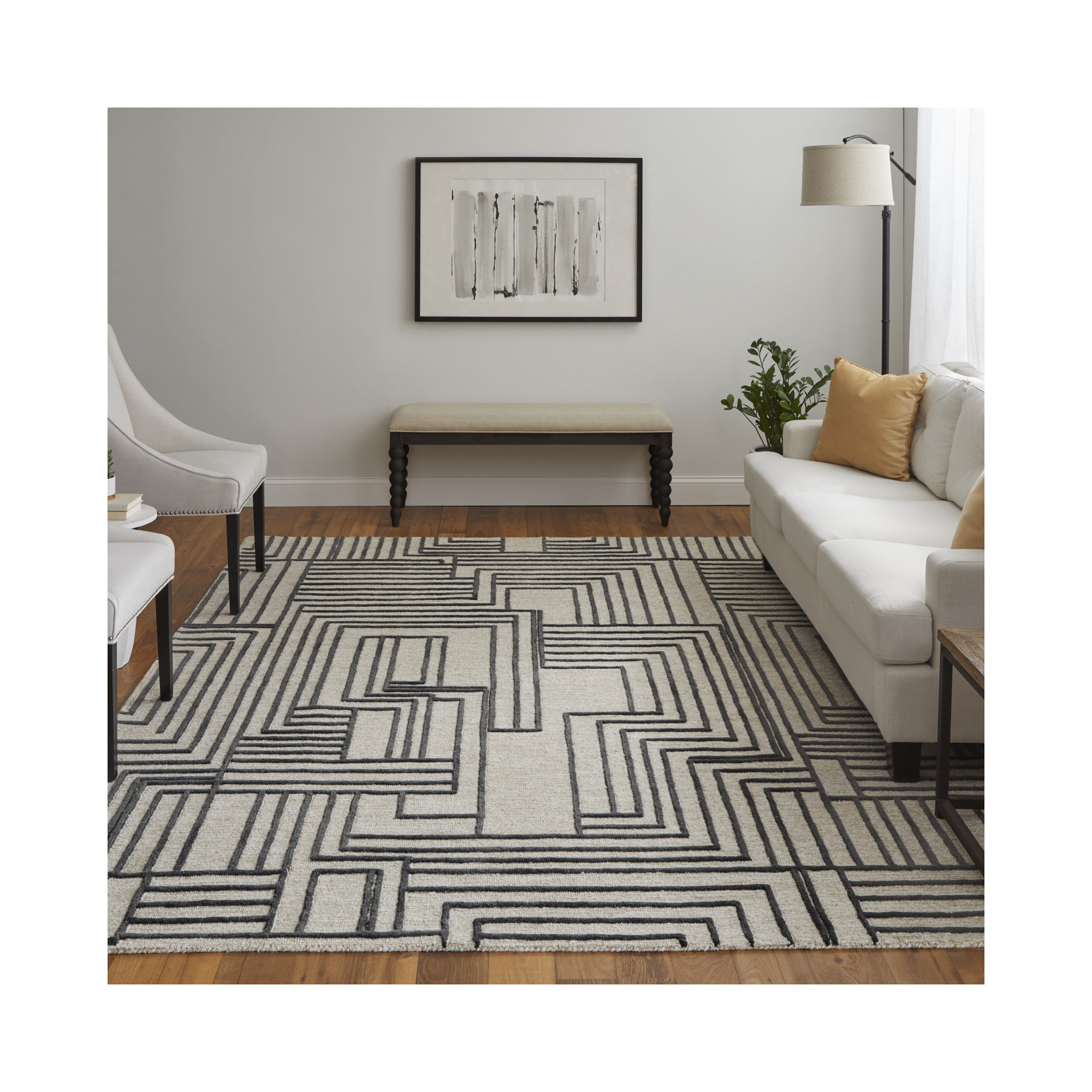 Gansett Modern Geometric, Tan/Brown Area Rug, Rectangle 8' x 10'