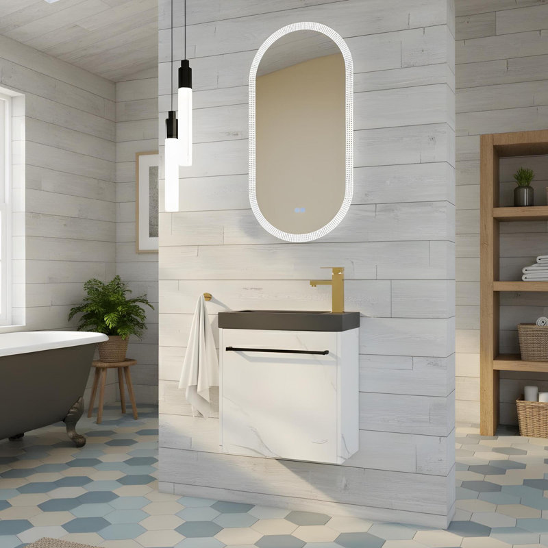 Meuble-lavabo mural de 20 po avec lavabo, parfait pour les petits espaces