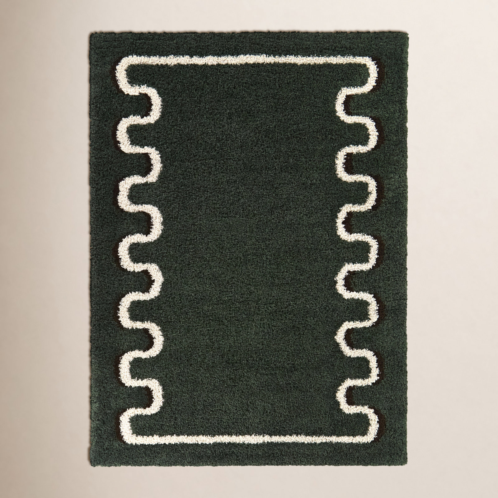 Raffa Green Modern Border Area Rug, Rectangle 5'3" x 6'11.9"