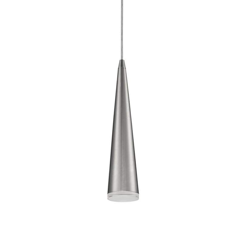 Mina 1 - Light LED Pendant, Brushed Nickel, Brushed Nickel, 12" H x 4.75" W x 4.75" D