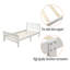 Structure de lit plateforme simple - lit-bateau en bois massif avec tête / pied de lit, support à lattes de bois, sans sommier tapissier, blanc
