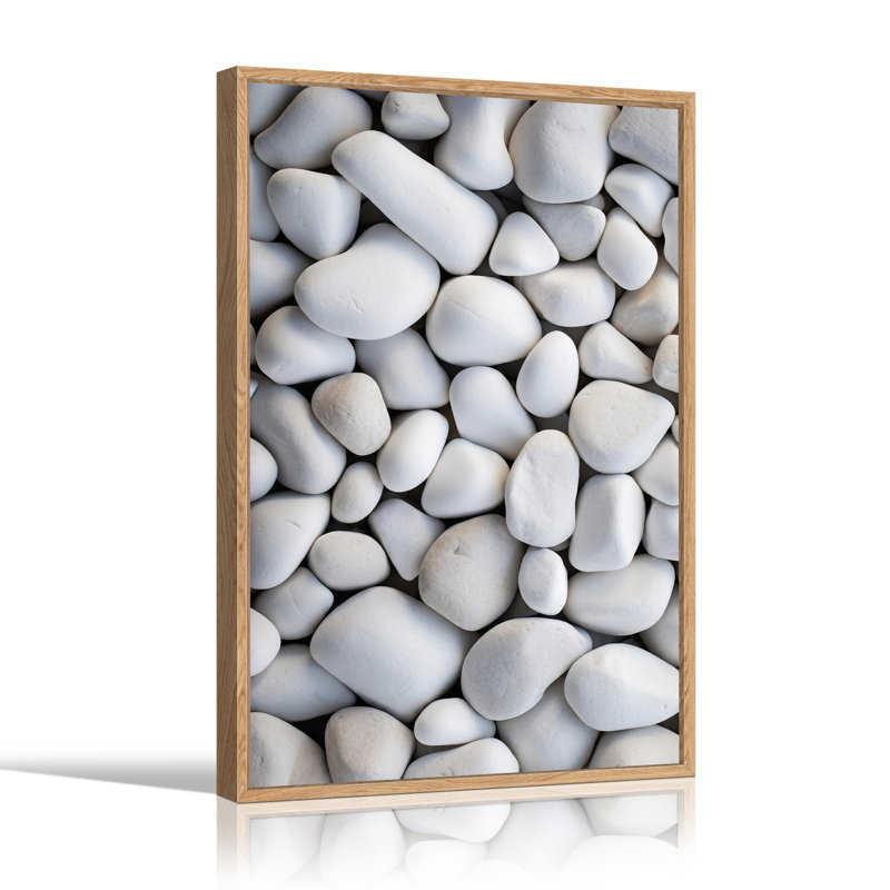 «White Smooth River Stones Close Up Texture», art mural sur toile, 48"H x 36"W