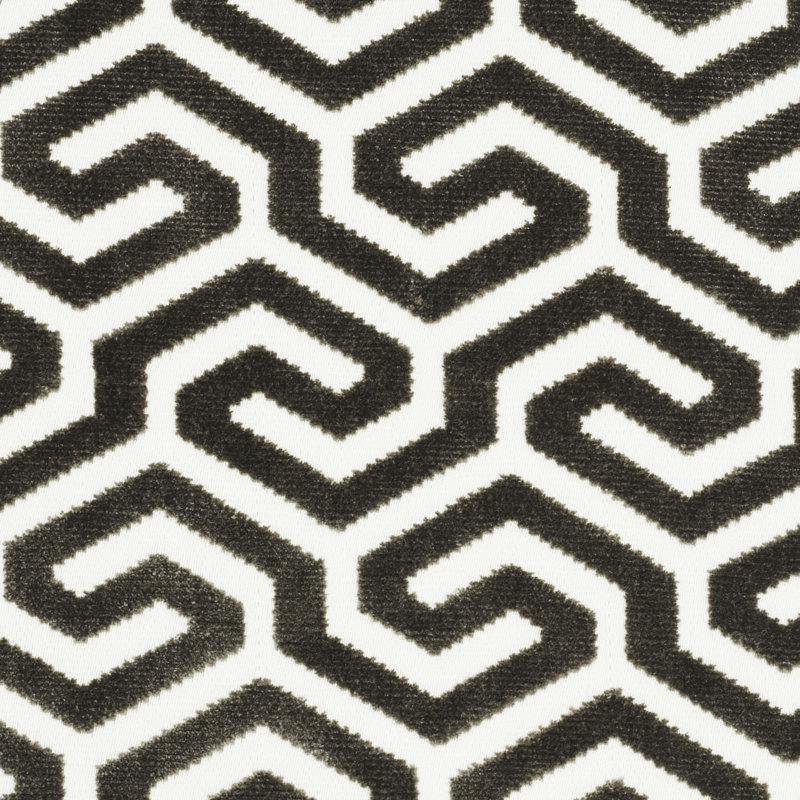 Ming Fret Velvet Fabric, Taupe