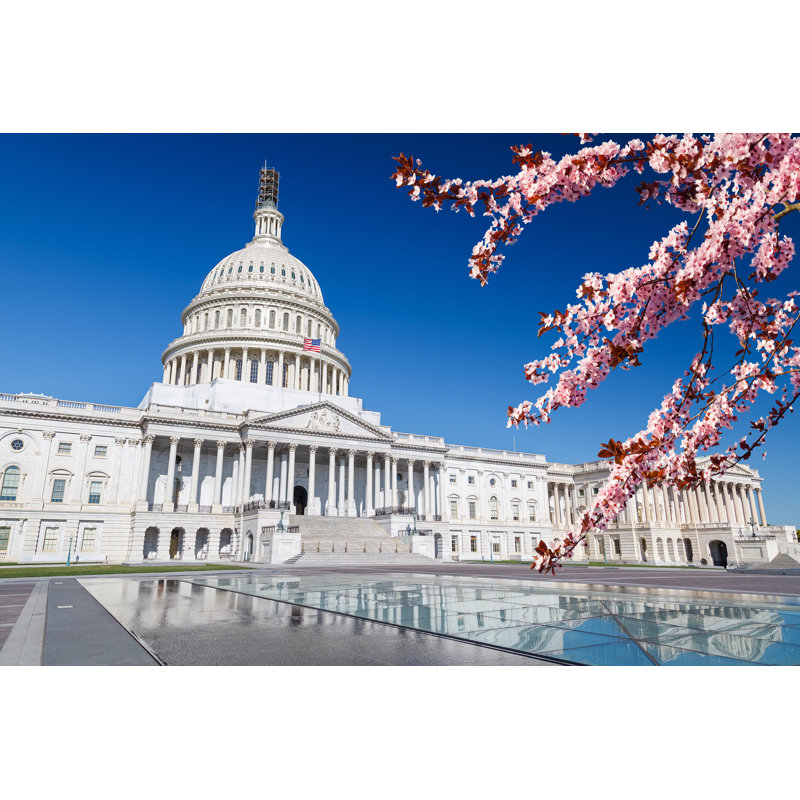 Us Capitol At Spring by Sborisov - Wrapped Canvas Print, 20cm H x 30cm W