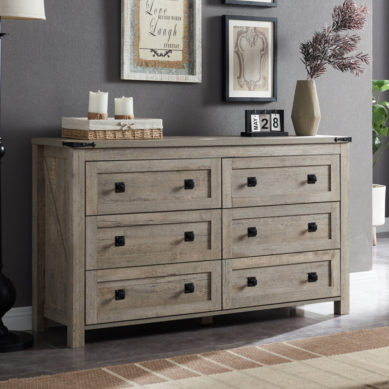 Grantville Farmhouse 6 - Drawers Double Dresser, Light Rustic Oak