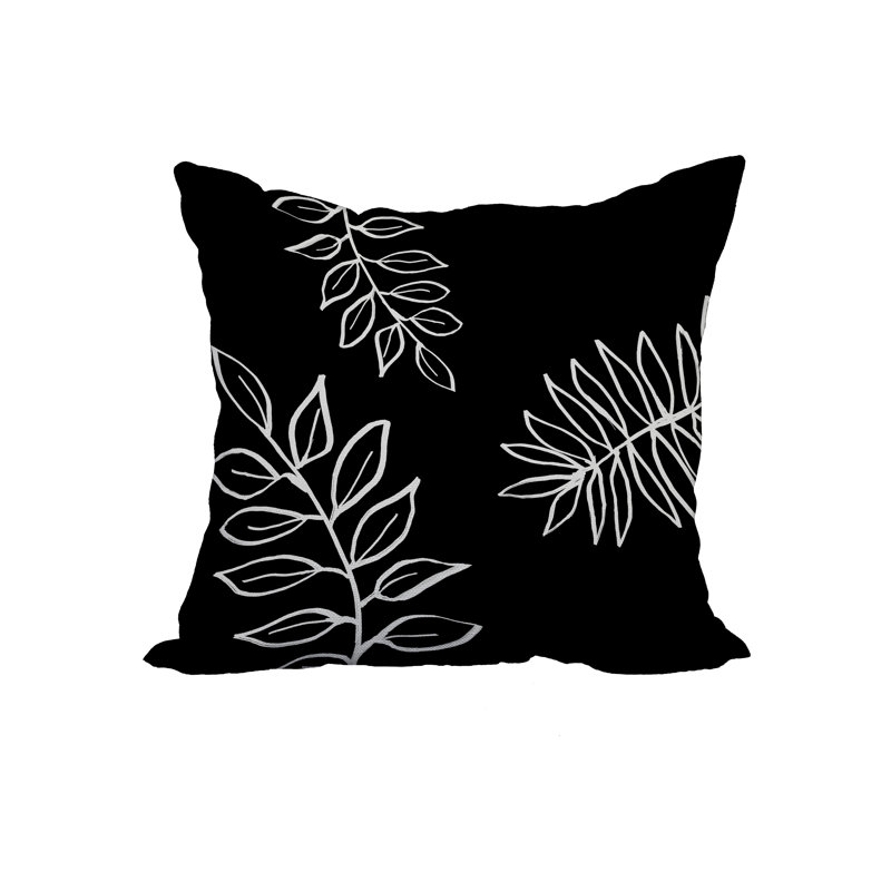 Housse et insert floral floral, 18" x 18", Noir