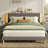 Velvet Upholstered Platform Bed Frame With Storage Headboard And LED Lights-979535343-978940313