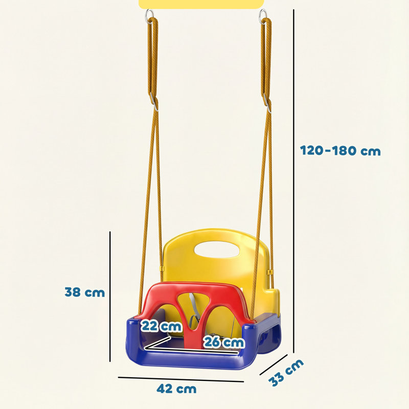 Outsunny Swing Seat for Toddler 3 in 1 Baby Swing with Belt Dark Blue