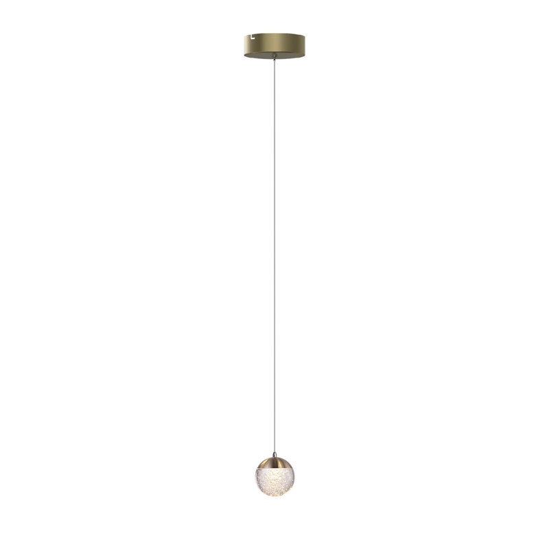 Luminaire suspendu sphère 1 lumière Heatherly, Laiton brossé