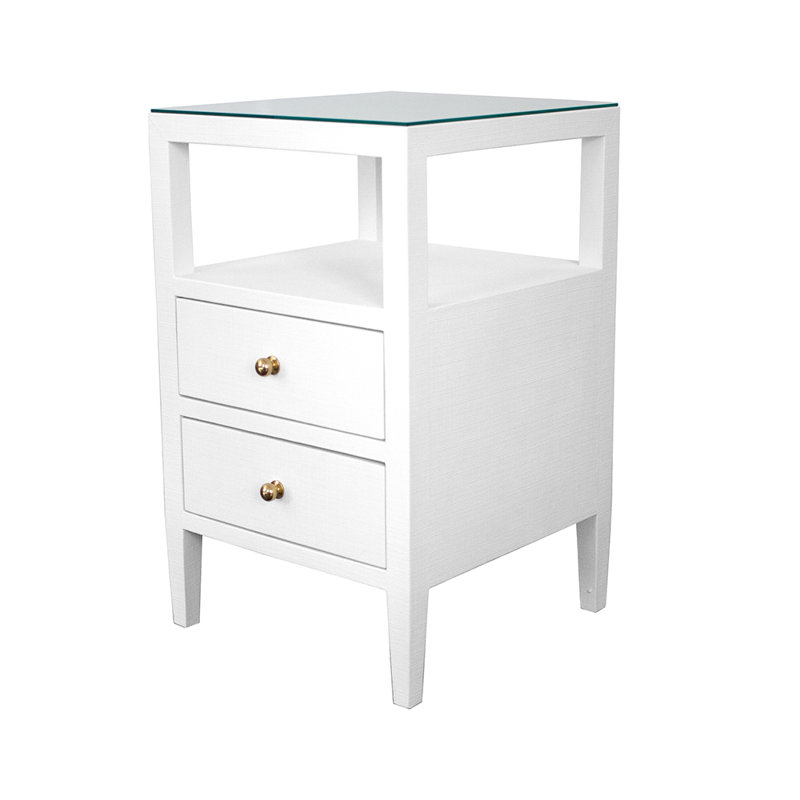 Roscoe Glass End Table, White
