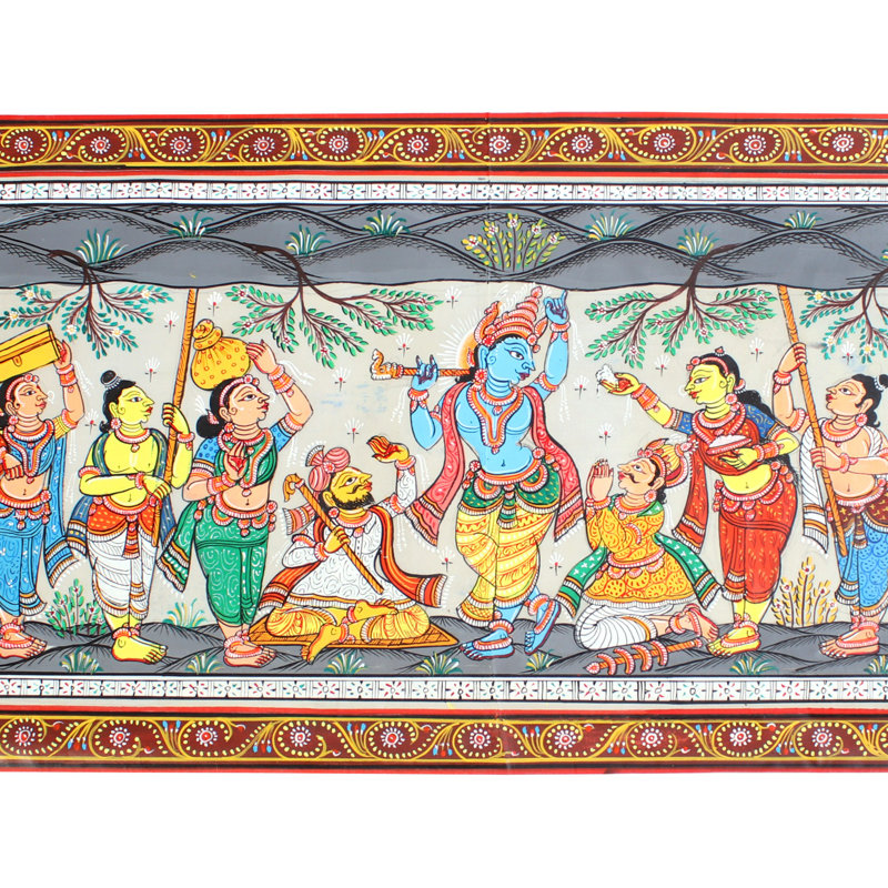 Lord Krishna lève le mont Govardhan | Peinture Odisha
