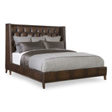 Maitland Smith Upholstery Leather Wingback Bed