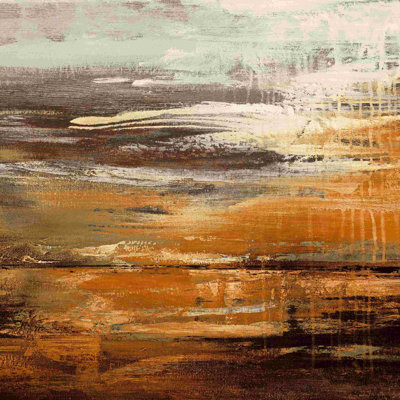 " Abstract Orange Brown Strokes " Painting Print