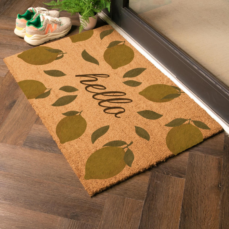 Hello Lemons Coir Doormat, 60cm W x 90cm L
