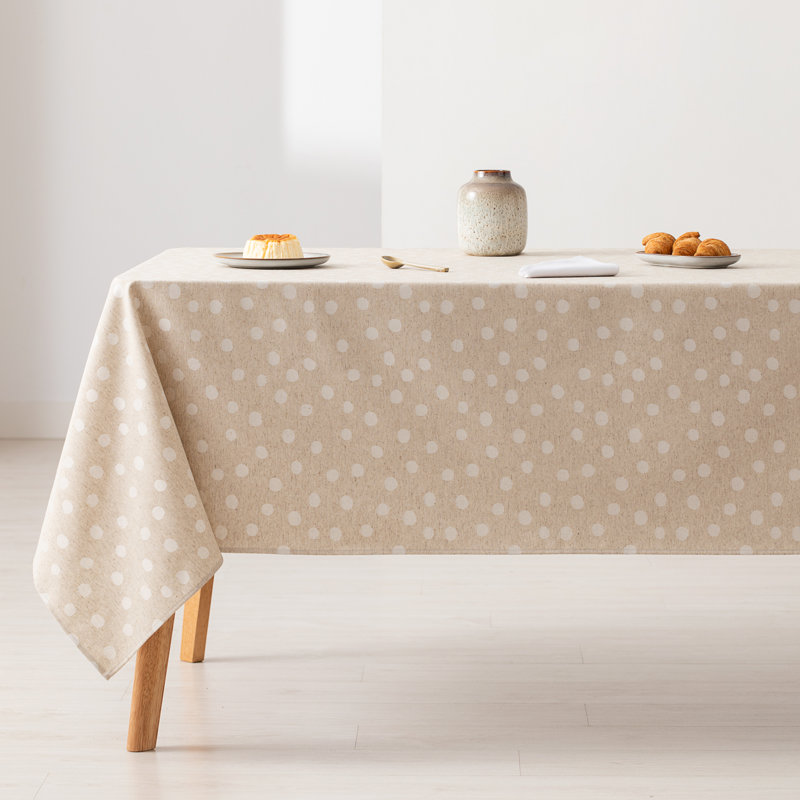 Wylies Geometric Cotton Tablecloth, 140cm W x 140cm L, Linen