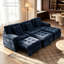 Canapé-lit modulaire convertible en chenille 3 en 1, canapé-lit réglable à 5 niveaux avec repose-pieds escamotable, bleu marine