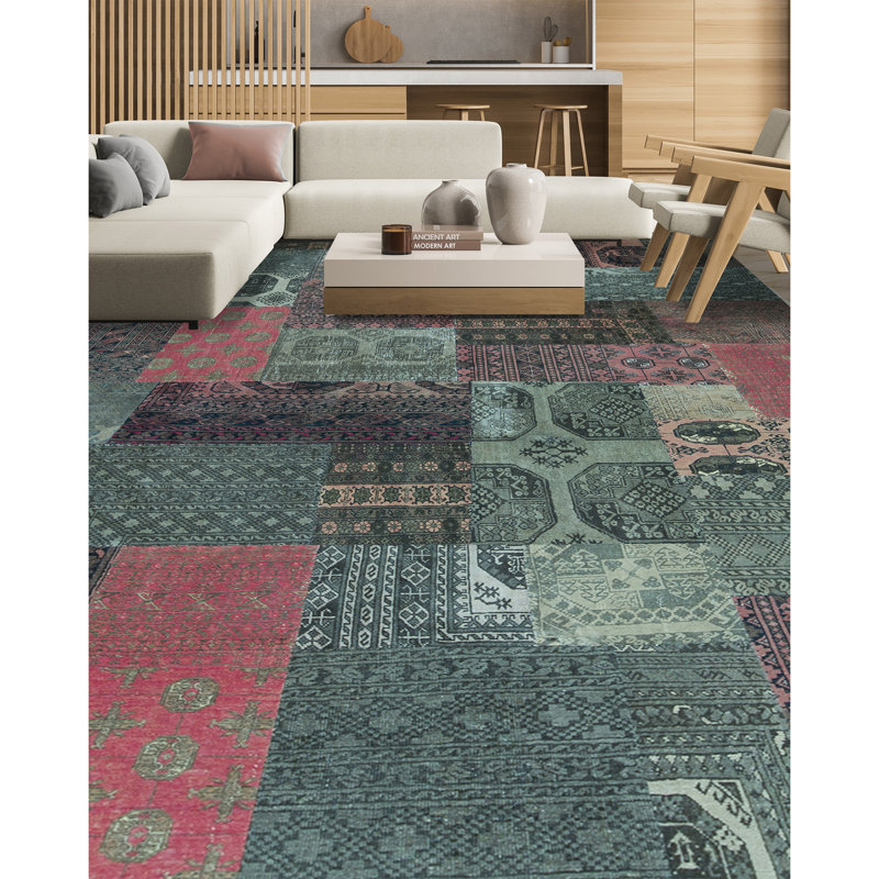 Afghan Wool Patchwork Area Rug