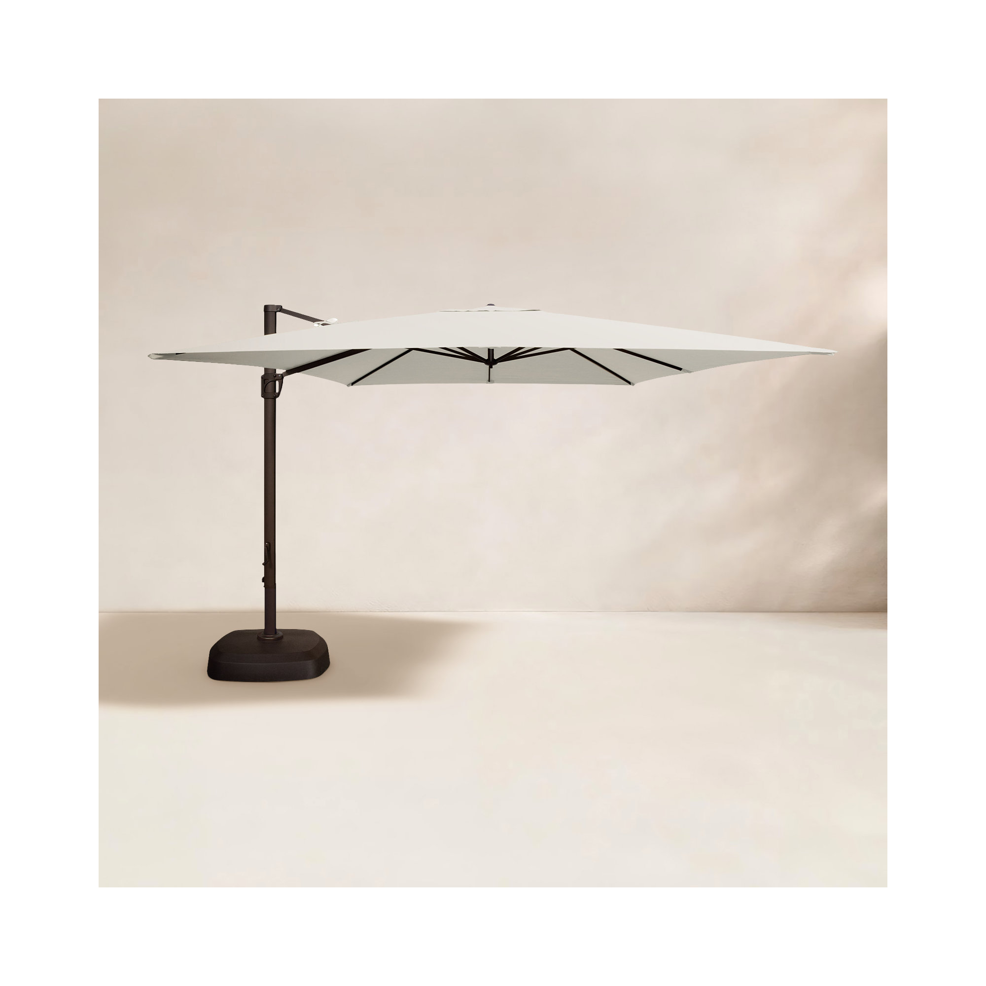Darel 120'' Cantilever Outdoor Umbrella, Black, Sunbrella / White