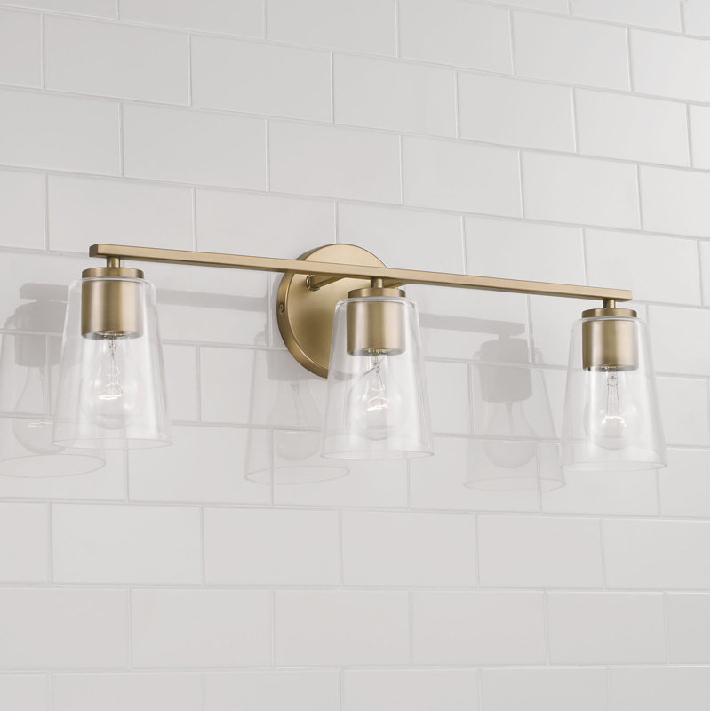 3 - Light Dimmable Vanity Light, Gold