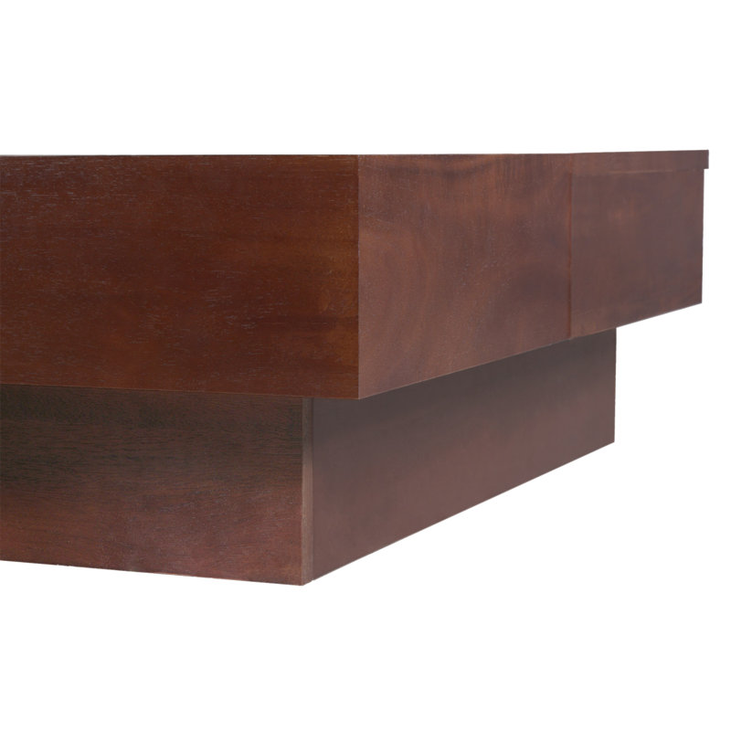 TABLE DE CAFÉ DE RANGEMENT EN BOIS D'ACACIA RÉTRO - INSPIRÉE, DE COULEUR BRUN ET NOIRE