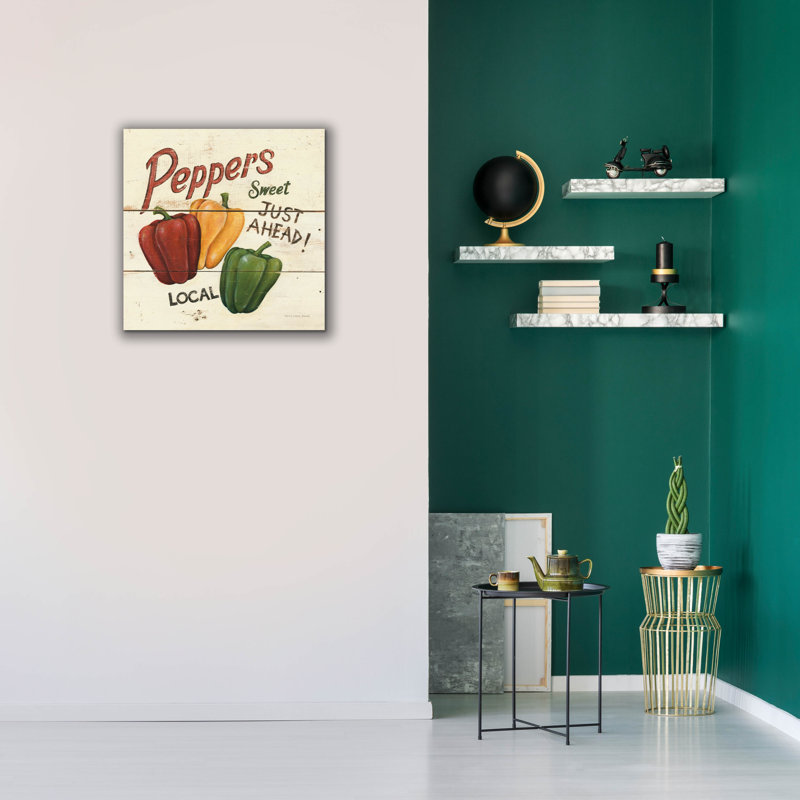 "Epic Graffiti" Sweet Peppers "par David Carter, art mural sur toile brune, H 26 po x l 26 po x P 1,5 po