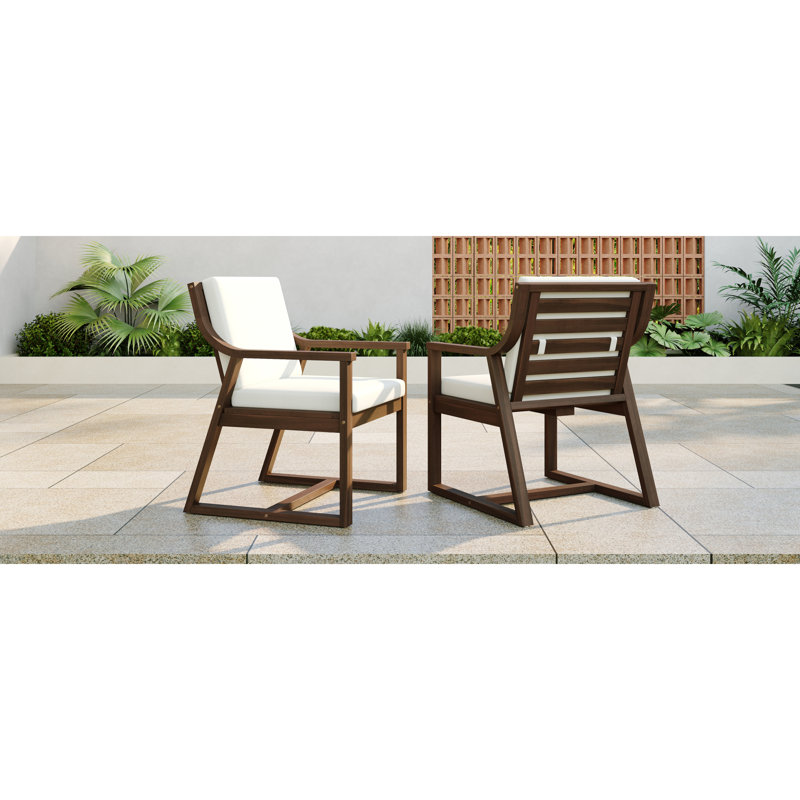 Chaises de salle à manger de confort de patio, fauteuils modernes en bois d'acacia