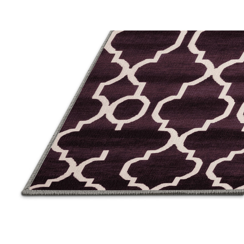 Tapis brun treillis lavable à la machine, Rectangulaire 2 pi x 3 pi