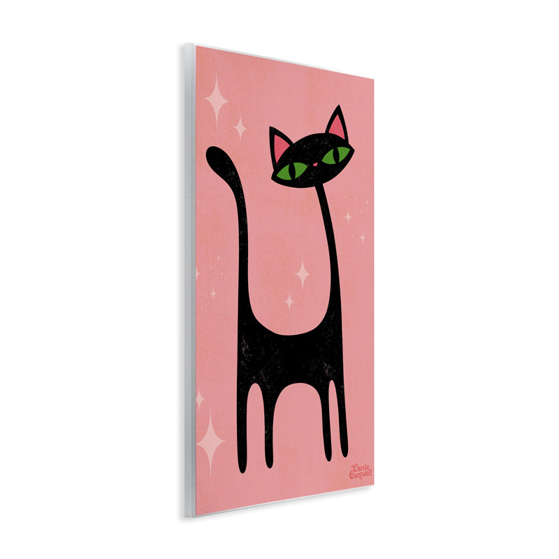 Art rétro sur plaque de chat noir par Carrie Cantwell, H 15 po x l 10 po