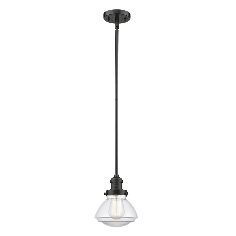Luminaire suspendu simple à 1 lumière Chesterville, Ampoule DEL 6 watts Vinage, Transparent, Bronze huilé