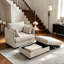 Fauteuil d'appoint surdimensionné de 103,5 cm de large, canapé-lit nuage en chenille à assise profonde avec repose-pieds-1446313828