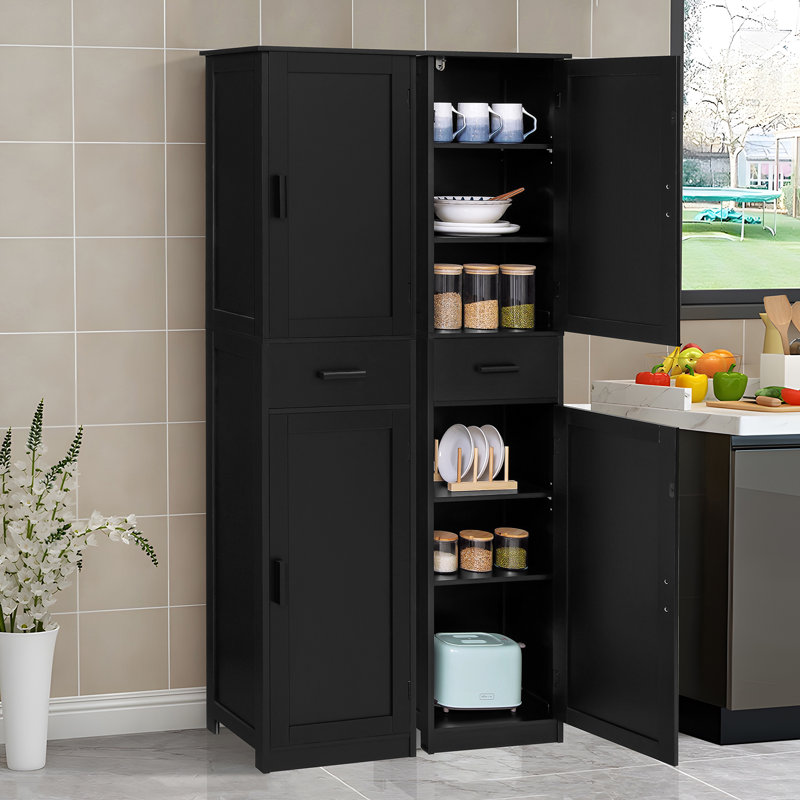 67" Tall Storage Cabinet with 2 Doors & 1 Drawer, Black