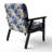Cobalt Blue Scrollwork Swirls Victorian Pattern II - Upholstered Floral Accent Chair-1244380946