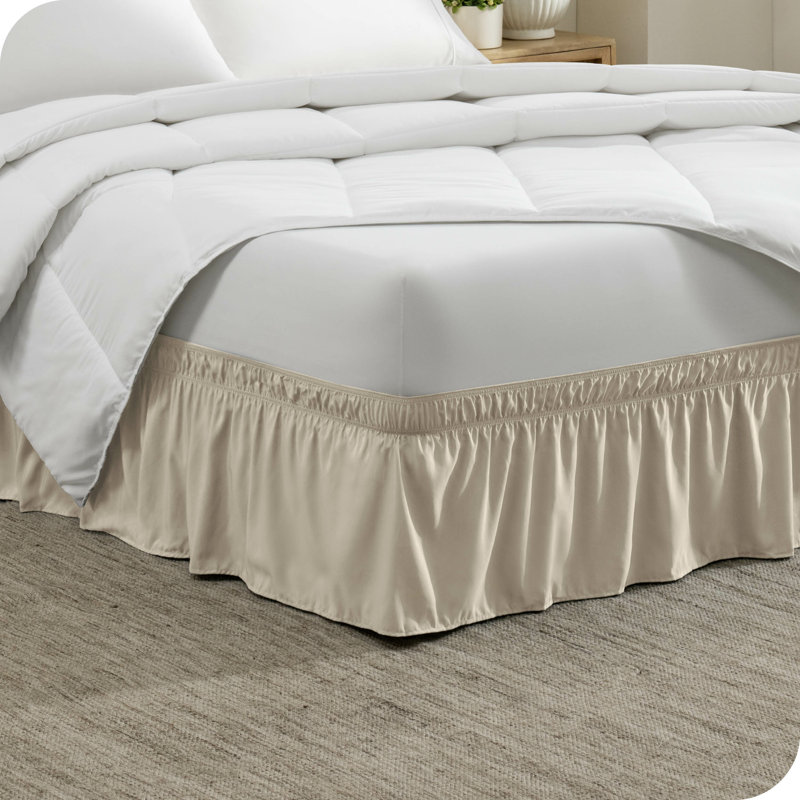 Twin Sand Polyester Ruffled Wrap Around Bed Skirt