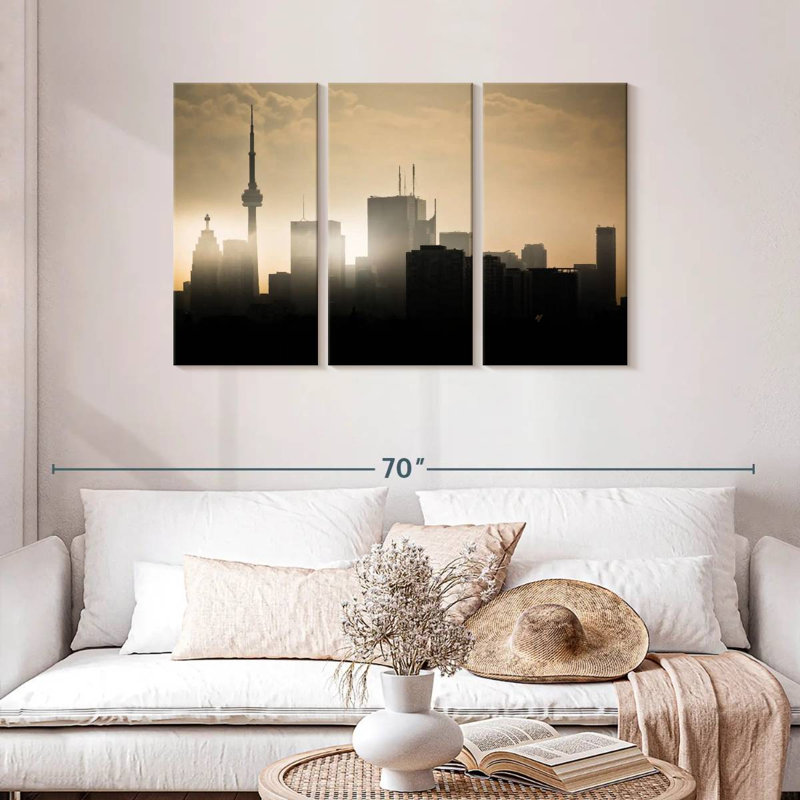 Sireci Toronto Skyline Sunset Silhouette, 28" H x 45" W