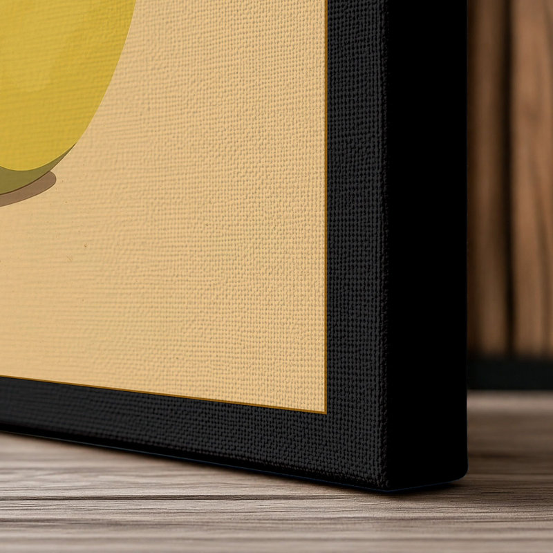 Geometric Pear Mid-Century - Wrapped Canvas, 36x24 - 91.4 x 61.0 cm, Black Border