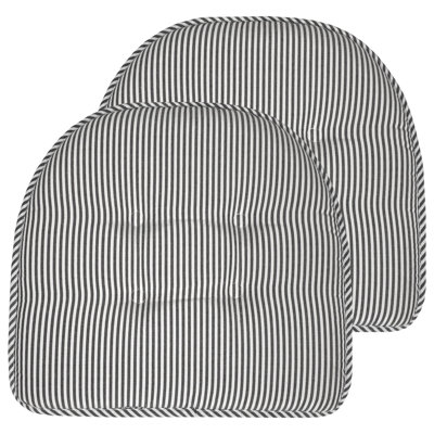 Pinstripe U Shaped Indoor Memory Foam 17" x 16" Chair Cushions