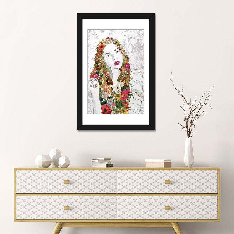 «Flower Fairy», impression sur toile, Papier beaux-arts encadré noir, Blanc, H 24 po x l 16 po x P 1 po