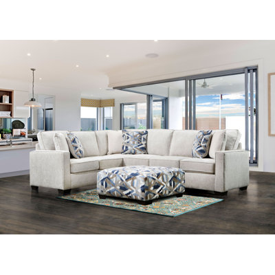 Fauna 123" Wide Chenille Left Hand Facing Sofa & Chaise with Ottoman
