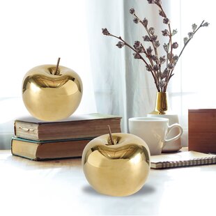 Ceramic Apple sculpture - Golden Décor Ornament - Market99