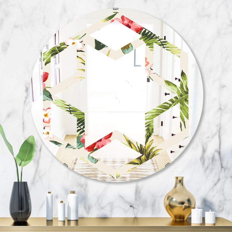Miroir mural Coastal, Hexagone étoile ananas été Bliss IV, H 31,5 po x l 31,5 po
