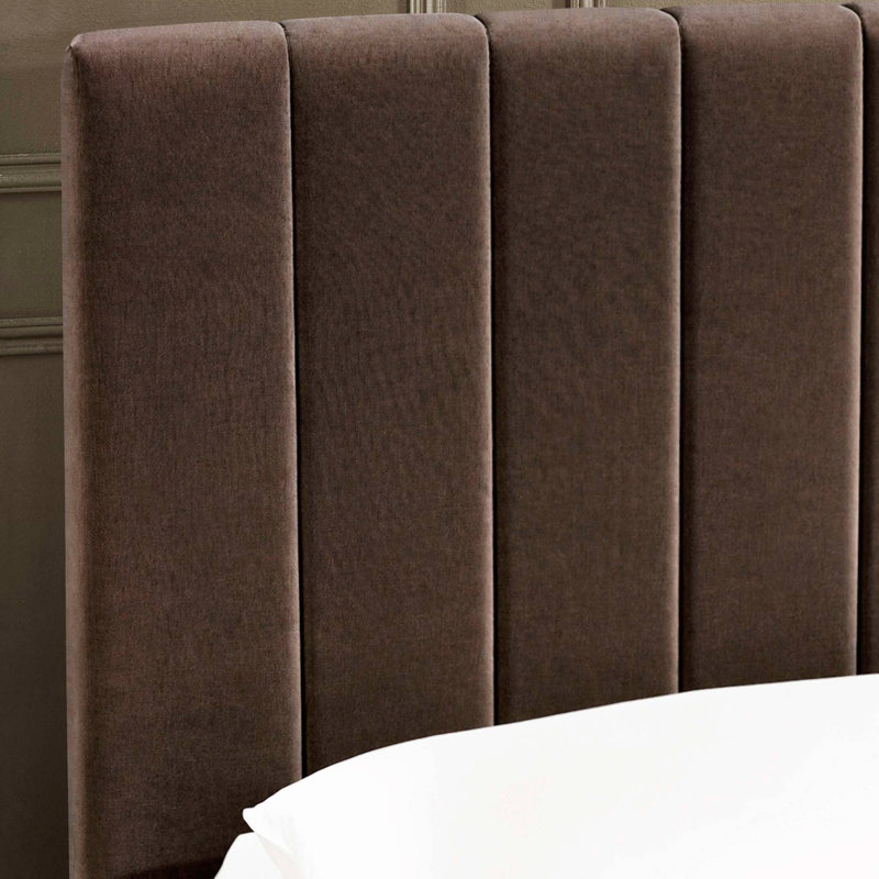 Osias Linen Upholstered Bed Frame, Kingsize (5'), Brown