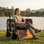 Chariot de camping pliable tout-en-un Scendor avec banquette, poches de rangement et attache pour chien, beige / brun