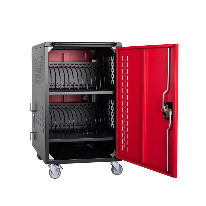 32 Bay Mobile Charging Cart Station For Chromebook, Tablet, And Laptop With Power Strip, Easy Assembly