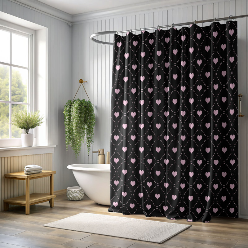 Black Love - Rideau de douche Premium, H 74 po x l 71 po