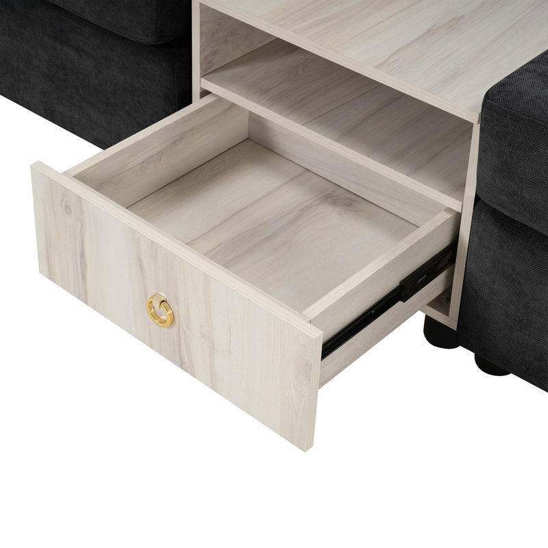 Canapé modulaire rembourré Modern Canapé de 132,5 po, Noir
