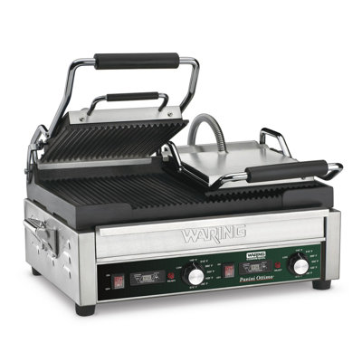 Waring 17 in. Cast Iron Non Stick Electric Grill Sandwich Maker & Panini Press with Lid