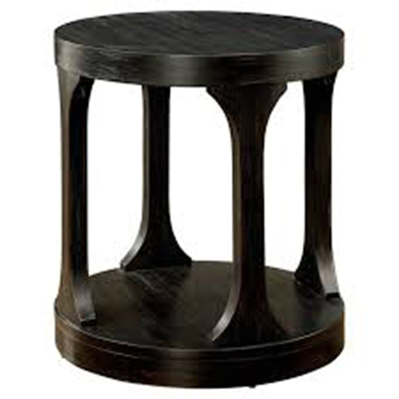 Table basse ronde avec structure de rangement supplémentaire, H 23,5 po x L 22 po x l 22 po