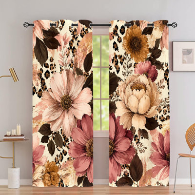 2 rideaux occultants avec œillets, rideaux bohémiens à motif léopard en polyester à imprimé mixte, isolation thermique, réduction du bruit, protection de la vie privée, rideaux obscurcissants pour la chambre à coucher, salon, cuisine, intérieur