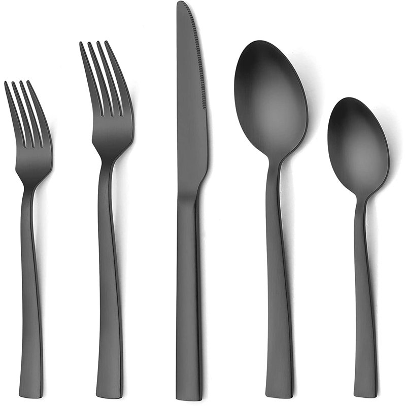 Ensemble de couverts 40 pièces, service pour 8 personnes, Noir