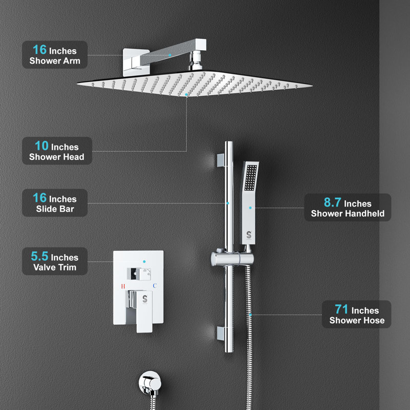 Robinet de douche carré 10 po